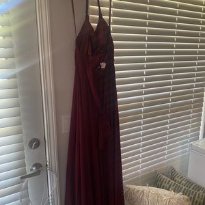 Burgundy, Size M, Long formal dress Gown, Halter top